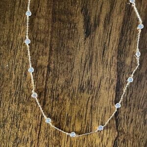 Anthropologie 14k Gold  plated crystal Necklace Minimalist Design